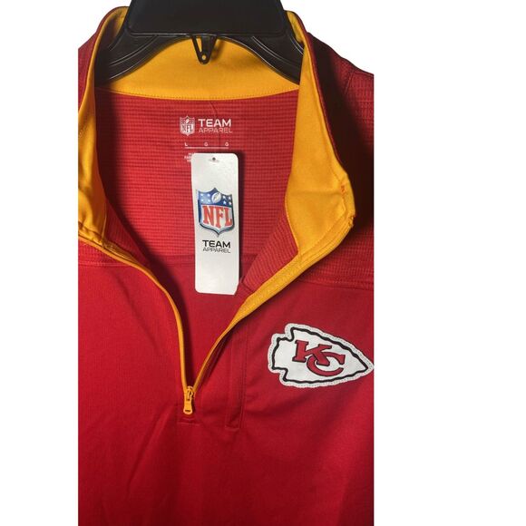 MEN'S NFL Kansas City Chiefs Red 1/4 ZIP Fanatics Licensed Large Lightweight - Picture 6 of 7